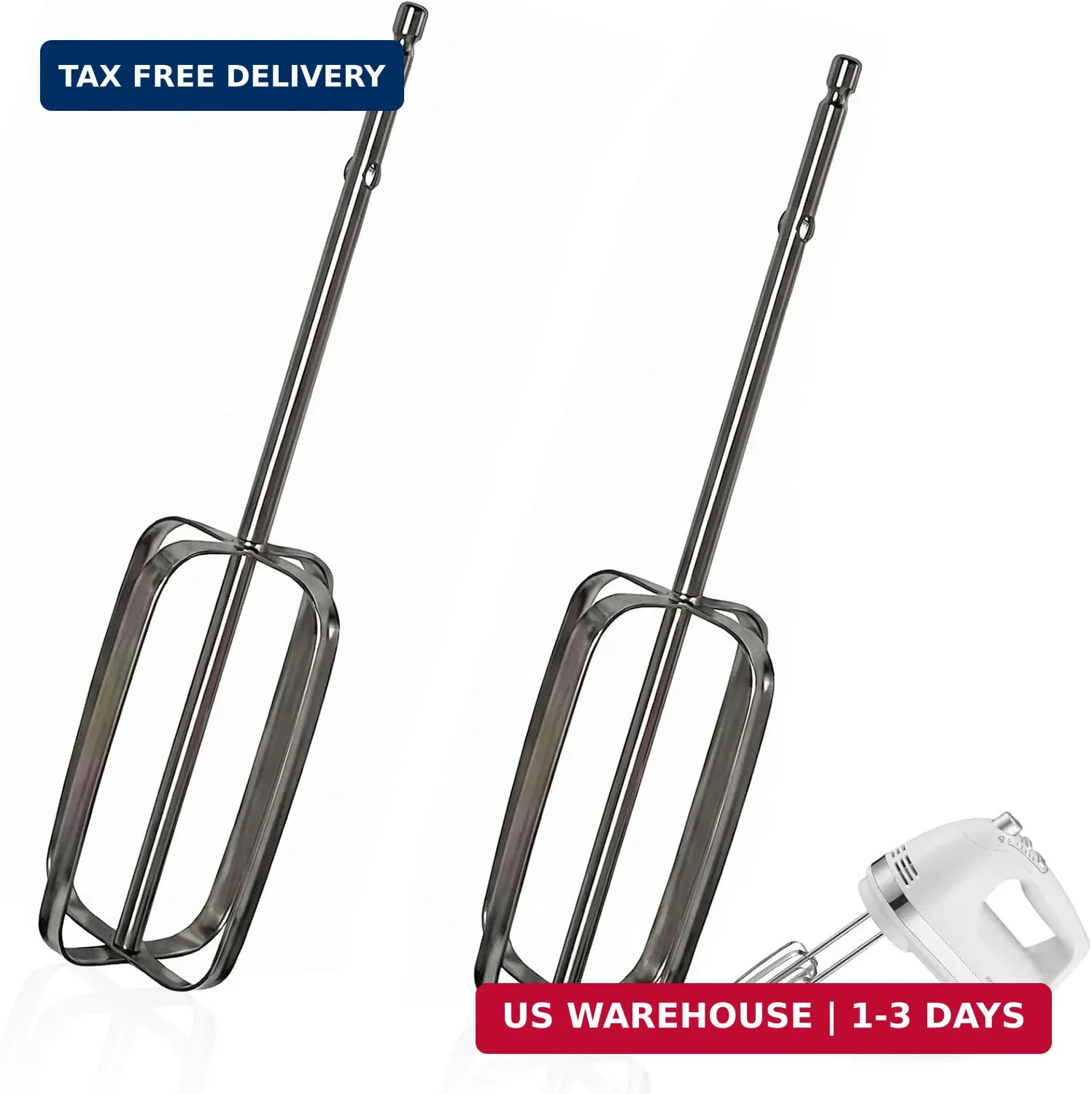 2 Pcs 304 Stainless Steel Hand Mixer Beaters, Dishwasher Safe Replacement Mixer