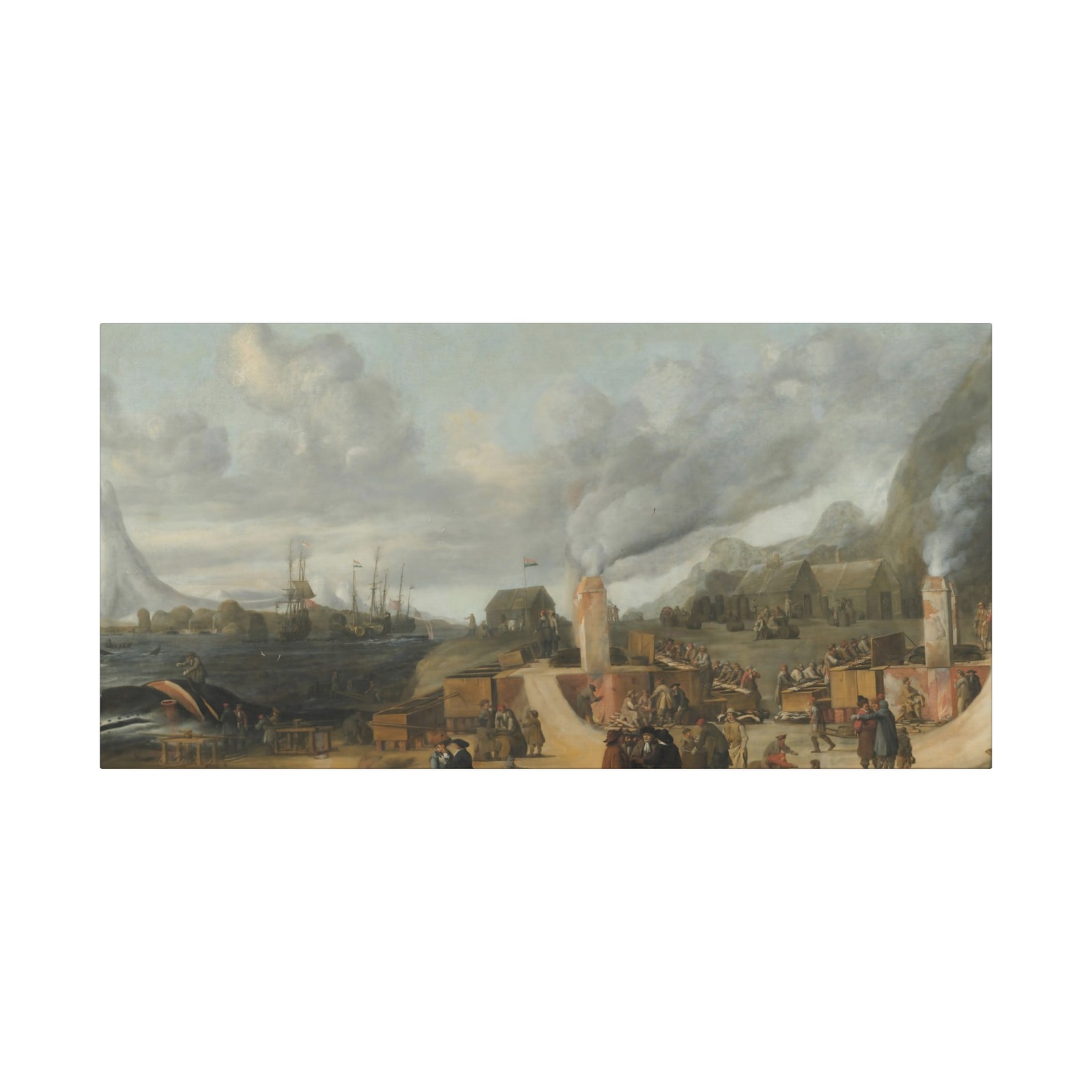 Cornelis de Man - Traankokerijen bij het dorp Smerenburg - Canvas Wall Art