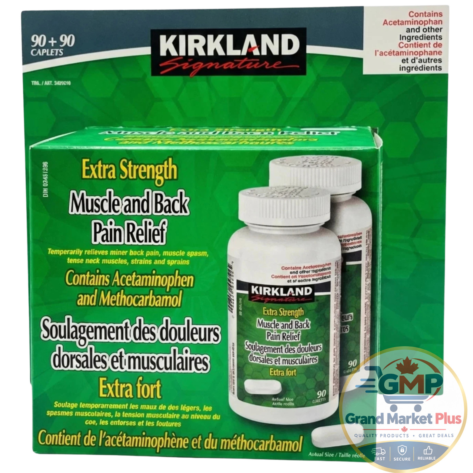 KIRKLAND Extra Strength MUSCLE And BACK Pain Relief (2X90) 180 CAPLETS EXP 2029