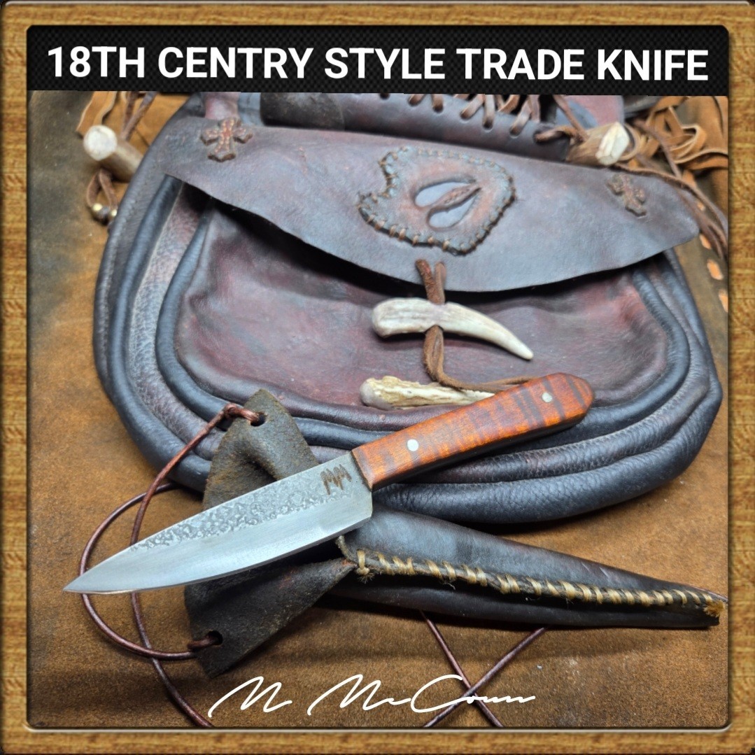 HAND FORGED  18TH CENTRY STYLE TRADE KNIFE BY MARK MCCOUN USA CURLY MAPLE #1