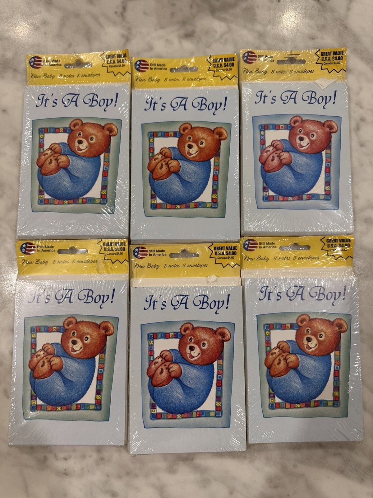 Vintage It’s A Boy Baby Announcement NOS 6x 8 Pack LLH Publishing USA