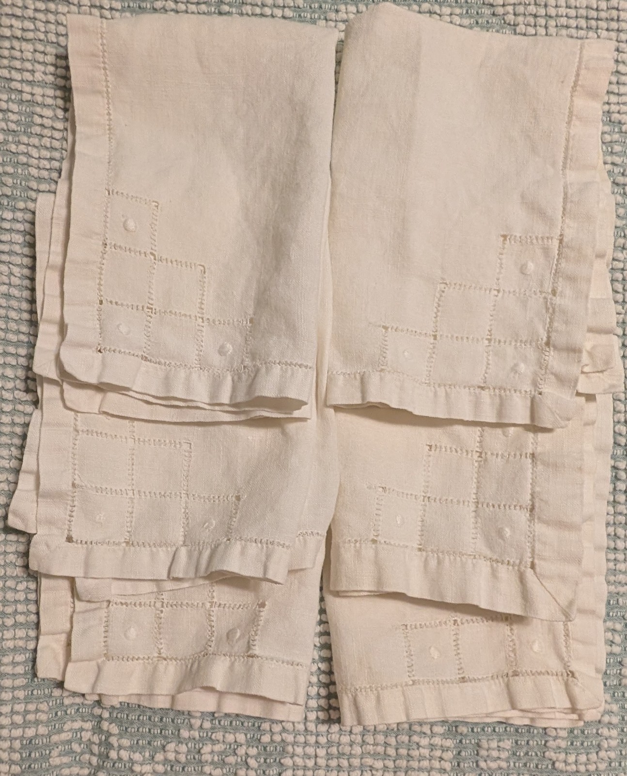 Vintage Linen Napkin 6pc Set Embroidered Openwork Elegant Tablescape Old Money Vintage Linen Napkin 6pc Set Embroidered Openwork Elegant Tablescape Old Money
