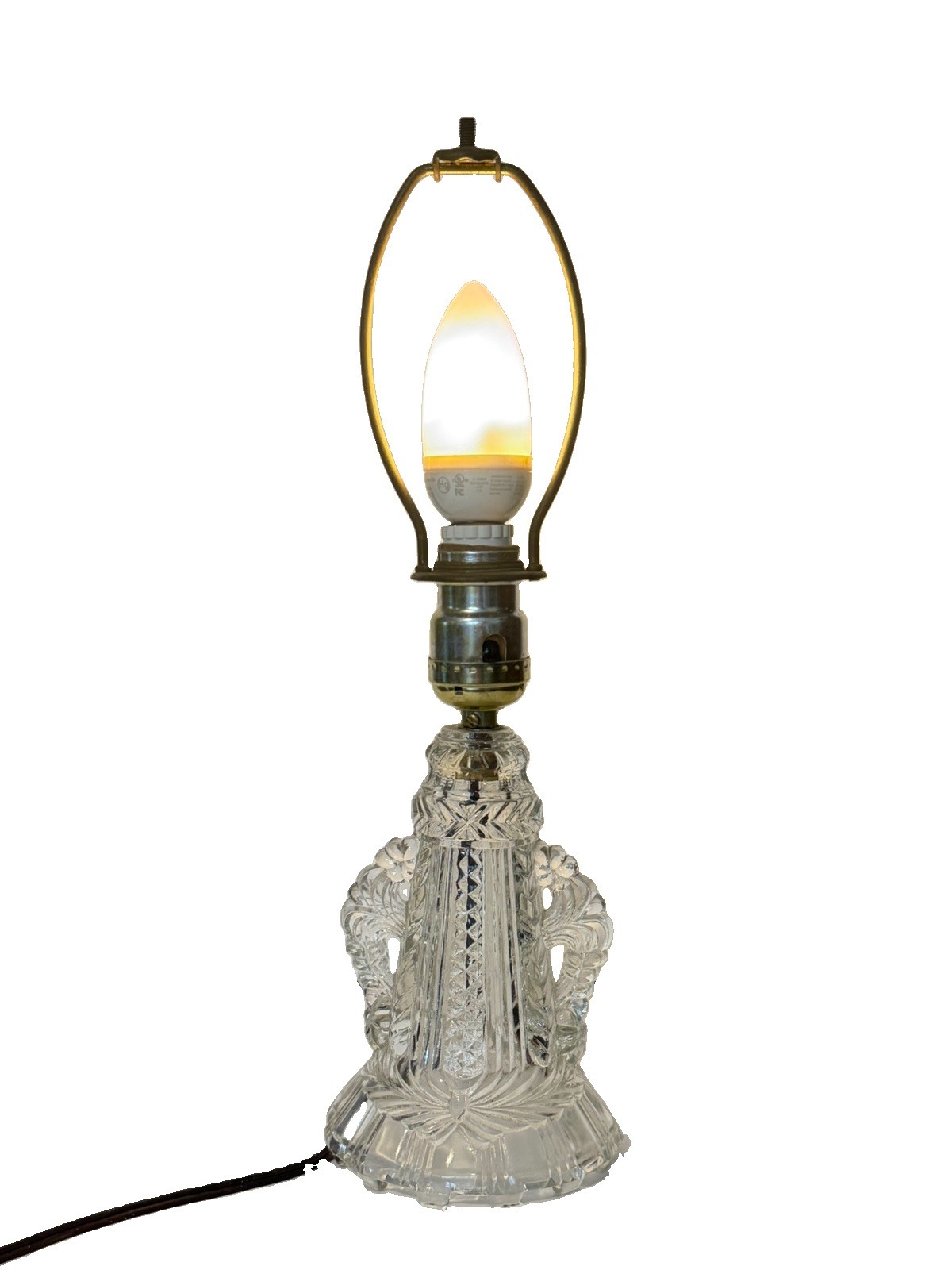 Antique 1940's 15” Cut-Glass Boudoir Lamp