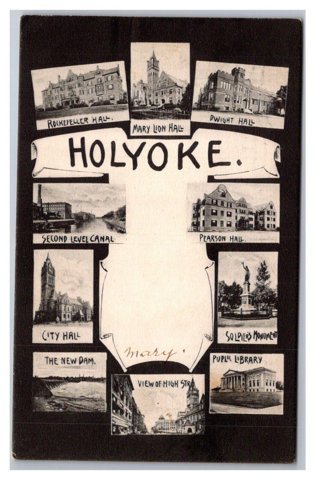 Postcard Holyoke Massachusetts Greetings Multiview Town Photos