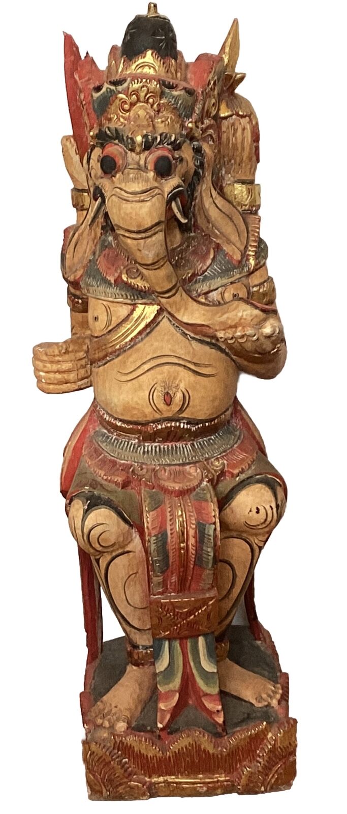 Antique RARE Handcrafted Native Wooden Asian Ceremonial Alter Deity Statue H85cm