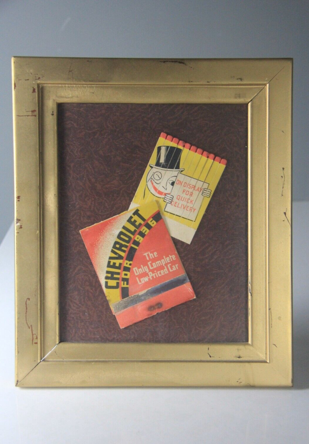 VTG Chevrolet 1936 Matchbook with 11 out of 11 Matches Ad Book Oversize Framed