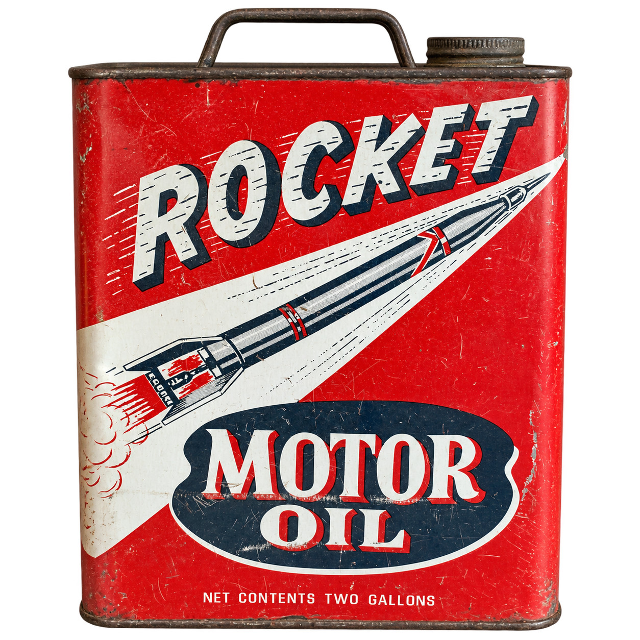 Vintage Rocket Motor Oil 2 Gallon Can Pittsburgh Penn Oil Gas Oil Advertising