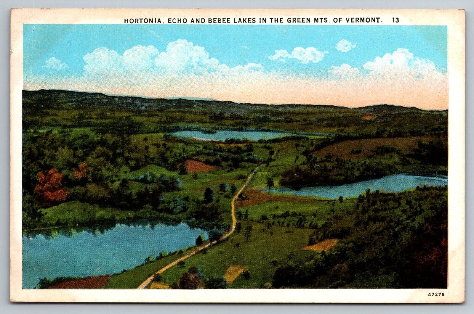 Hortonia, Echo, and Bebee Lakes, Green Mountains Vermont Vintage Postcard