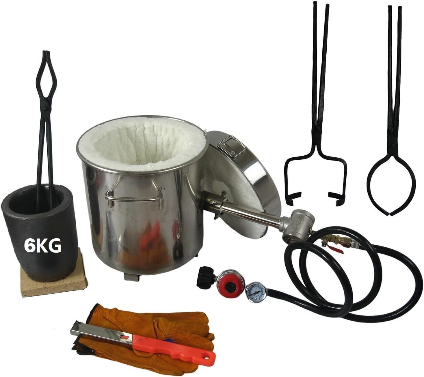 6KG Gas Melting Furnace Propane Forge Copper Gold Silver Casting Tool with Tongs