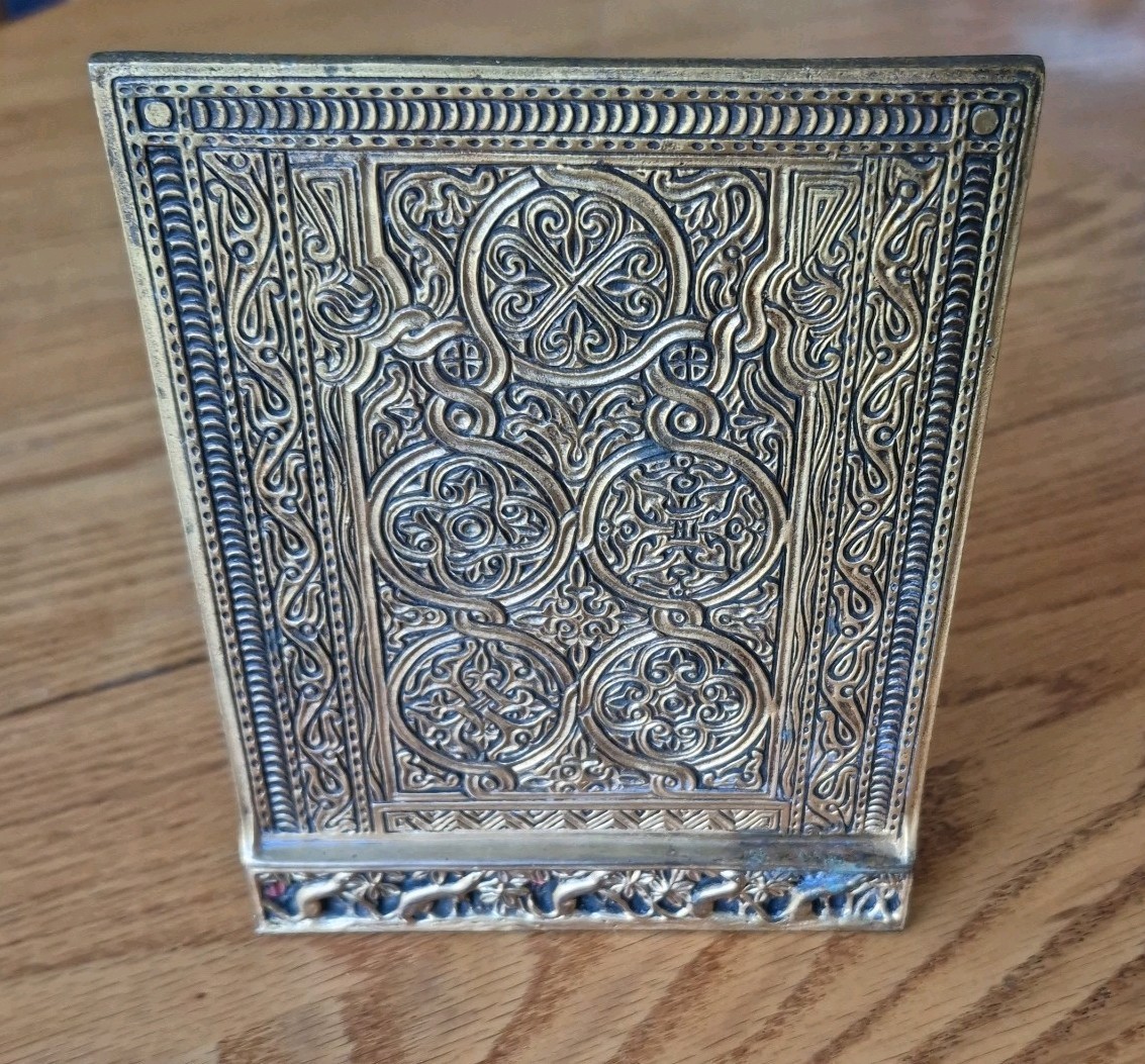 ANTIQUE TIFFANY STUDIOS NEW YORK VENETIAN PATTERN ENAMELED BOOKENDS #1683: RARE