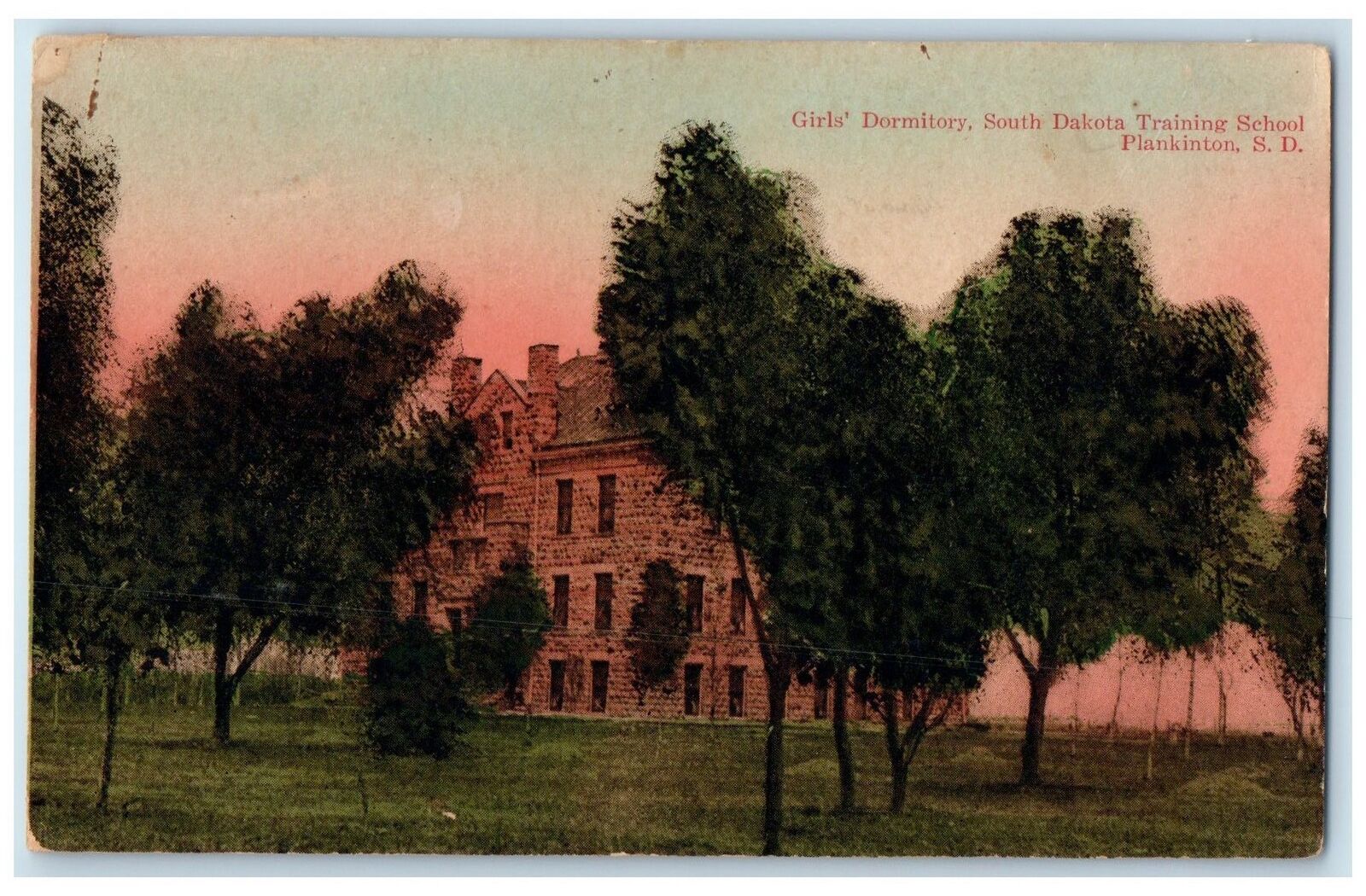 c1905s Girl's Dormitory SD Training School Plankinton South Dakota SD Postcard
