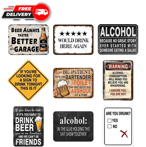 9 PCS Vintage Beer Party Signs Cheers and Beers Wall Decor Cheers and Beers