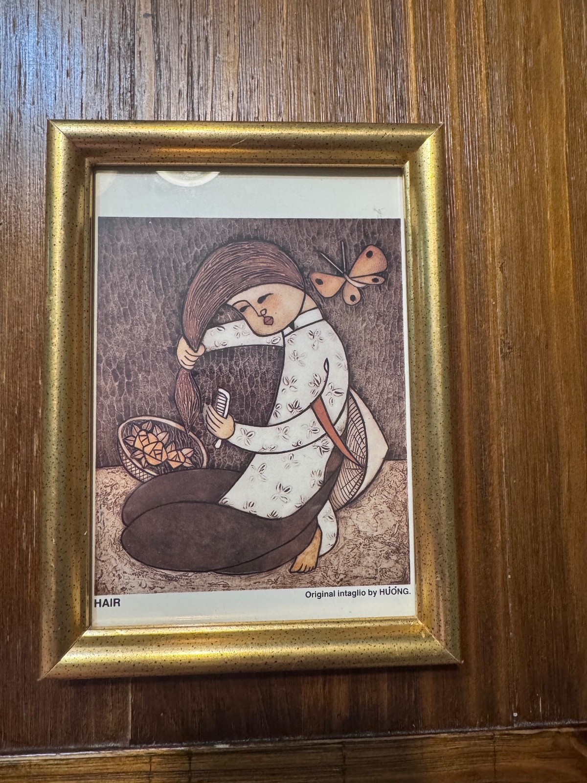 Vintage Anna Huong HAIR Art Exhibition Postcard 5x7 Framed Alaska Art