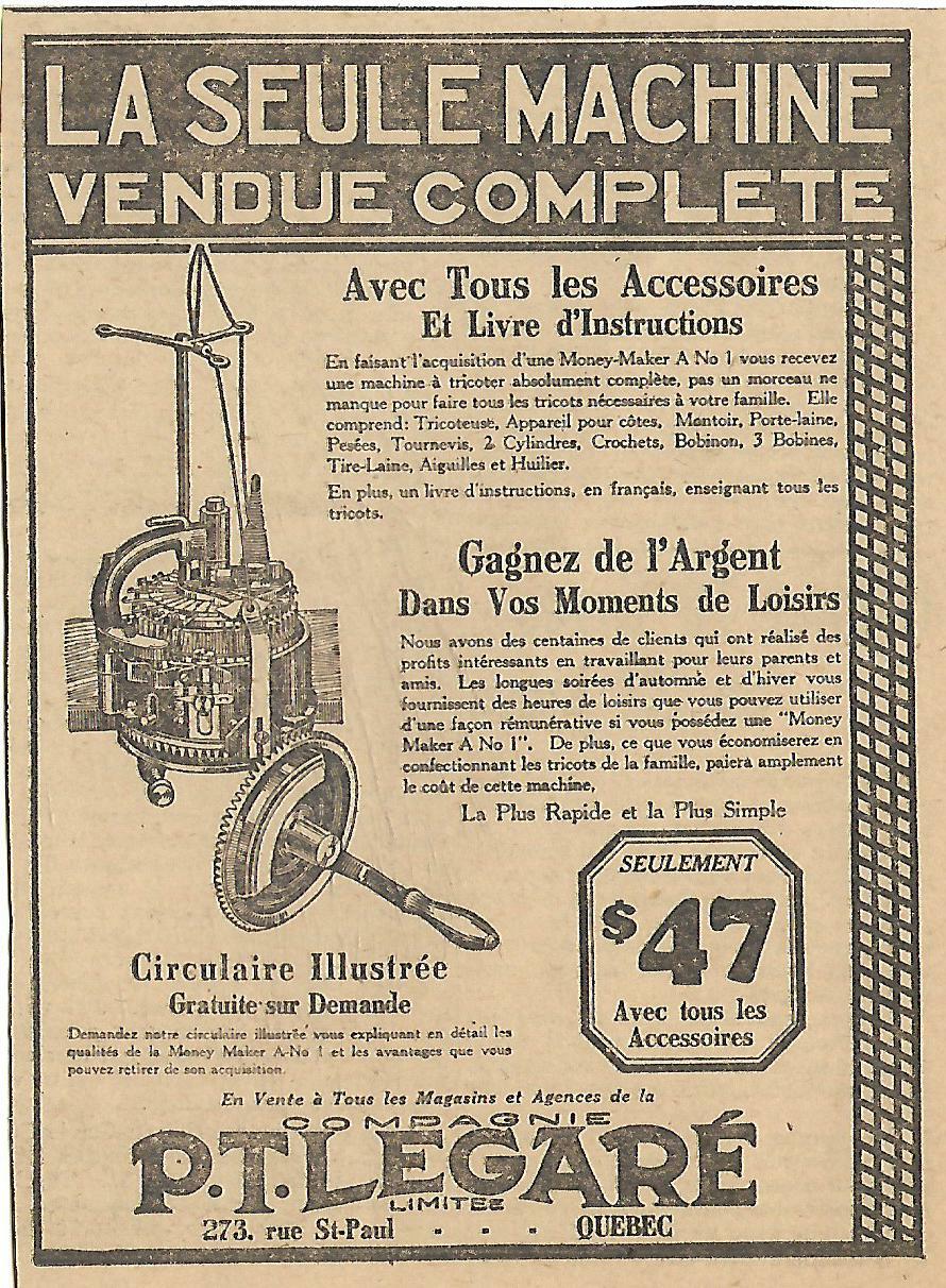 1928 ORIGINAL MONEY-MAKER KNITTER ADVERTISEMENT No 1