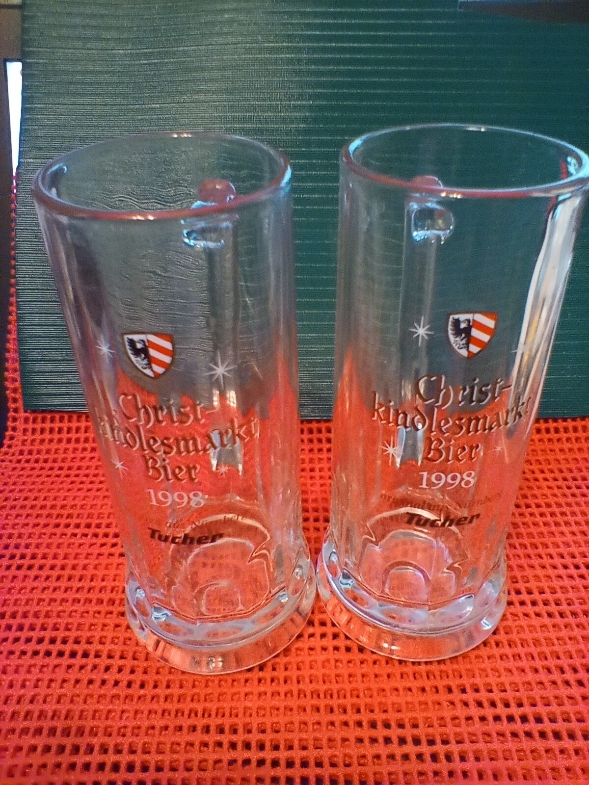 2 Rare 0.25L Tucher Christ-Kindlesmarkt Bier Bavarian Brewery Glass Tankards1998