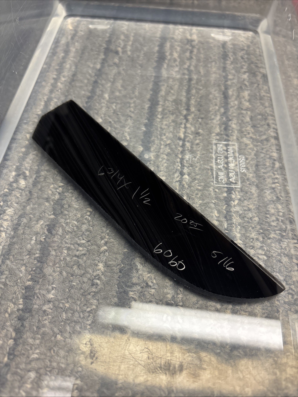 Obsidian Practice Preform Flint Knapping Blank 6 3/4 X 1 1/2 Thickness 5/16