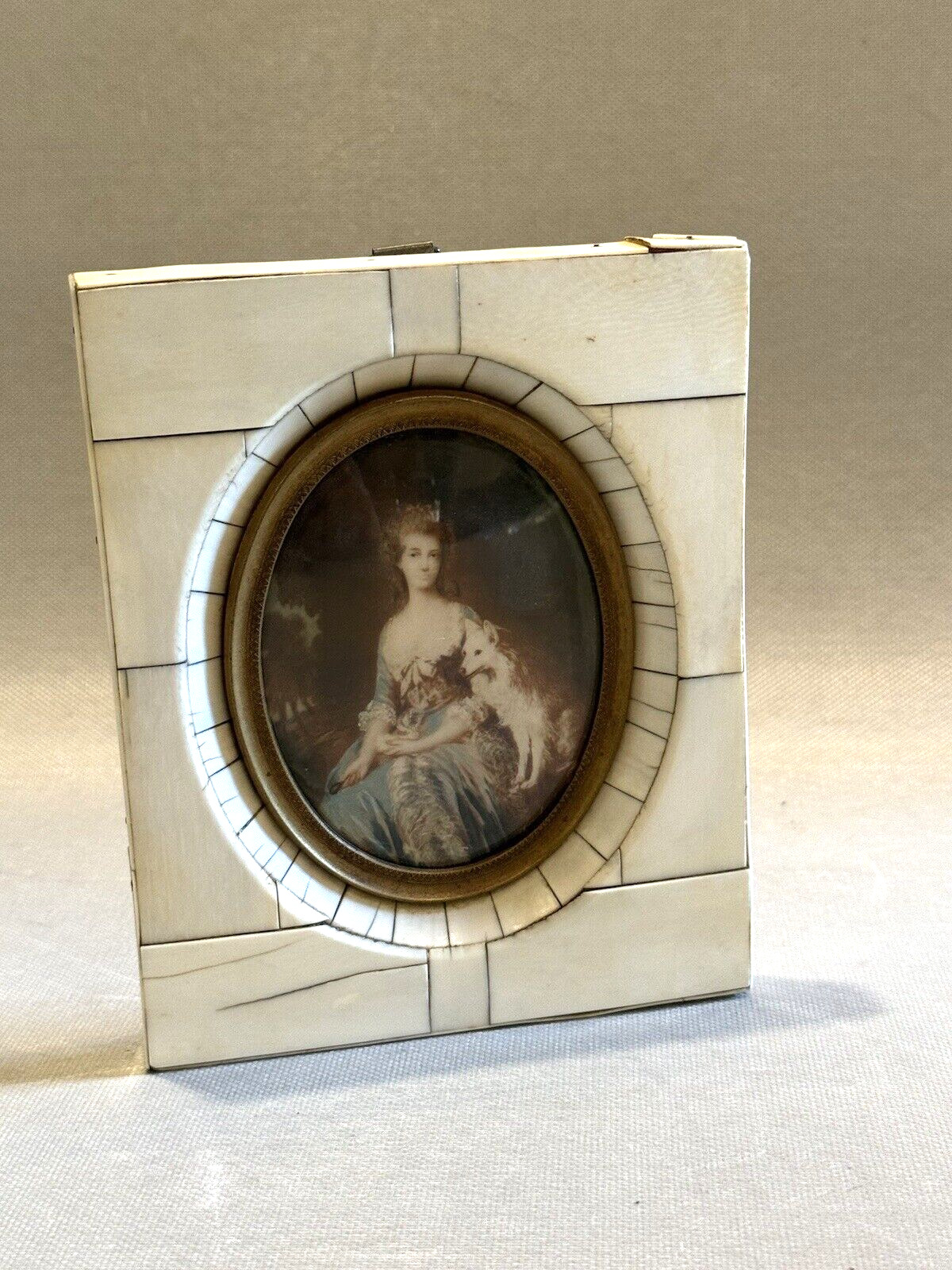Circa 1825 Miniature Female Portrait in Piano Key Frame
