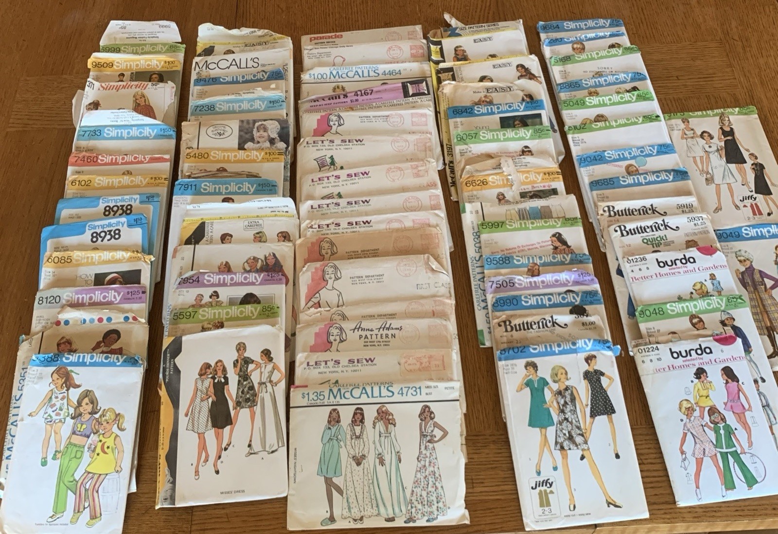Vtg Sewing Pattern Lot Of 65+ 1970s Simplicity Butterick McCalls Anne Adams Used