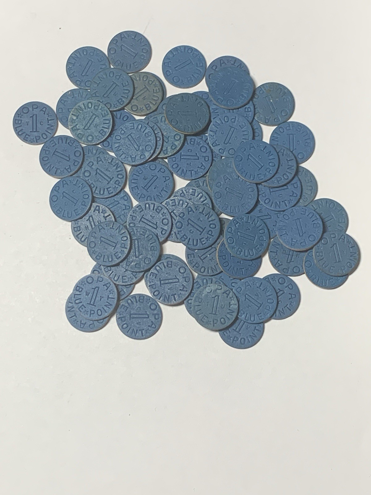 BIG Lot 72 RARE BLUE  OPA WWII Ration Tokens-GREAT Condition-RESALE OPPORTUNITY