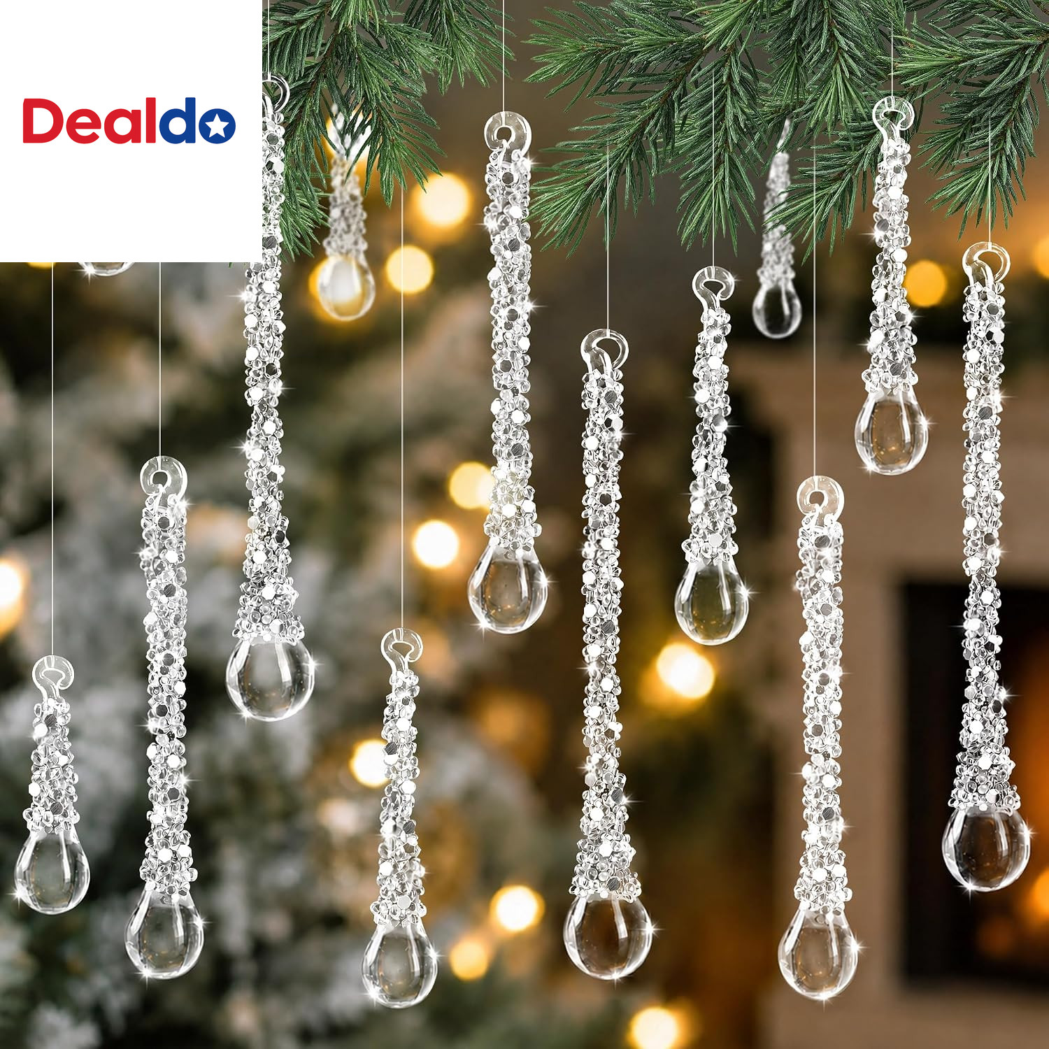 16 Pcs Handmade Glass Icicle Ornaments, Crystal Water Drop Christmas Decor 16 Pcs Handmade Glass Icicle Ornaments, Crystal Water Drop Christmas Decor