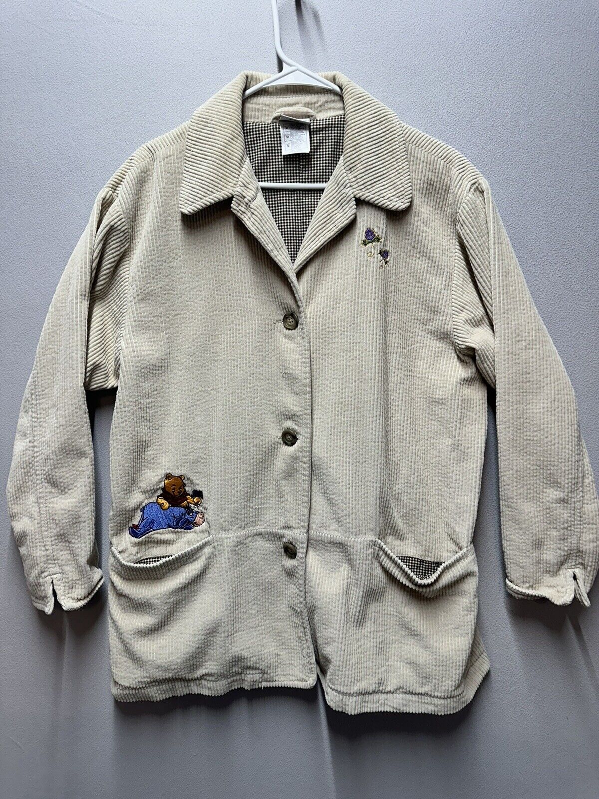 Vintage Disney Winnie the Pooh Eeyore Embroidered Corduroy Jacket Shacket Sz M