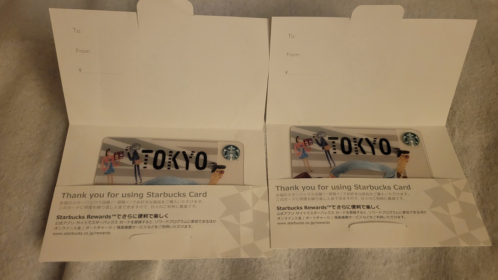 2x Starbucks Japan Gift Card TOKYO Limited Edition Ship from US, No Pin Balance 2x Starbucks Japan Gift Card TOKYO Limited Edition Ship from US, No Pin Balance