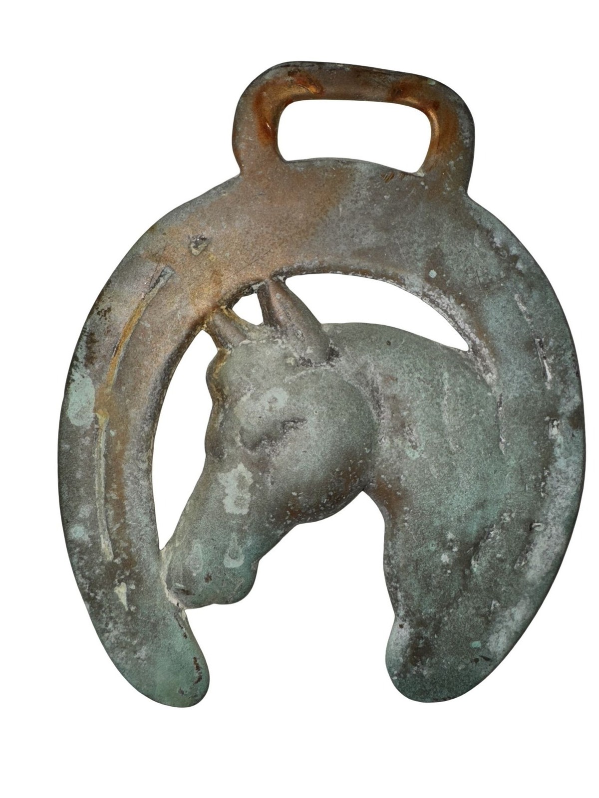 Antique Brass Horsehead Horseshoe harness pendant buckles horse