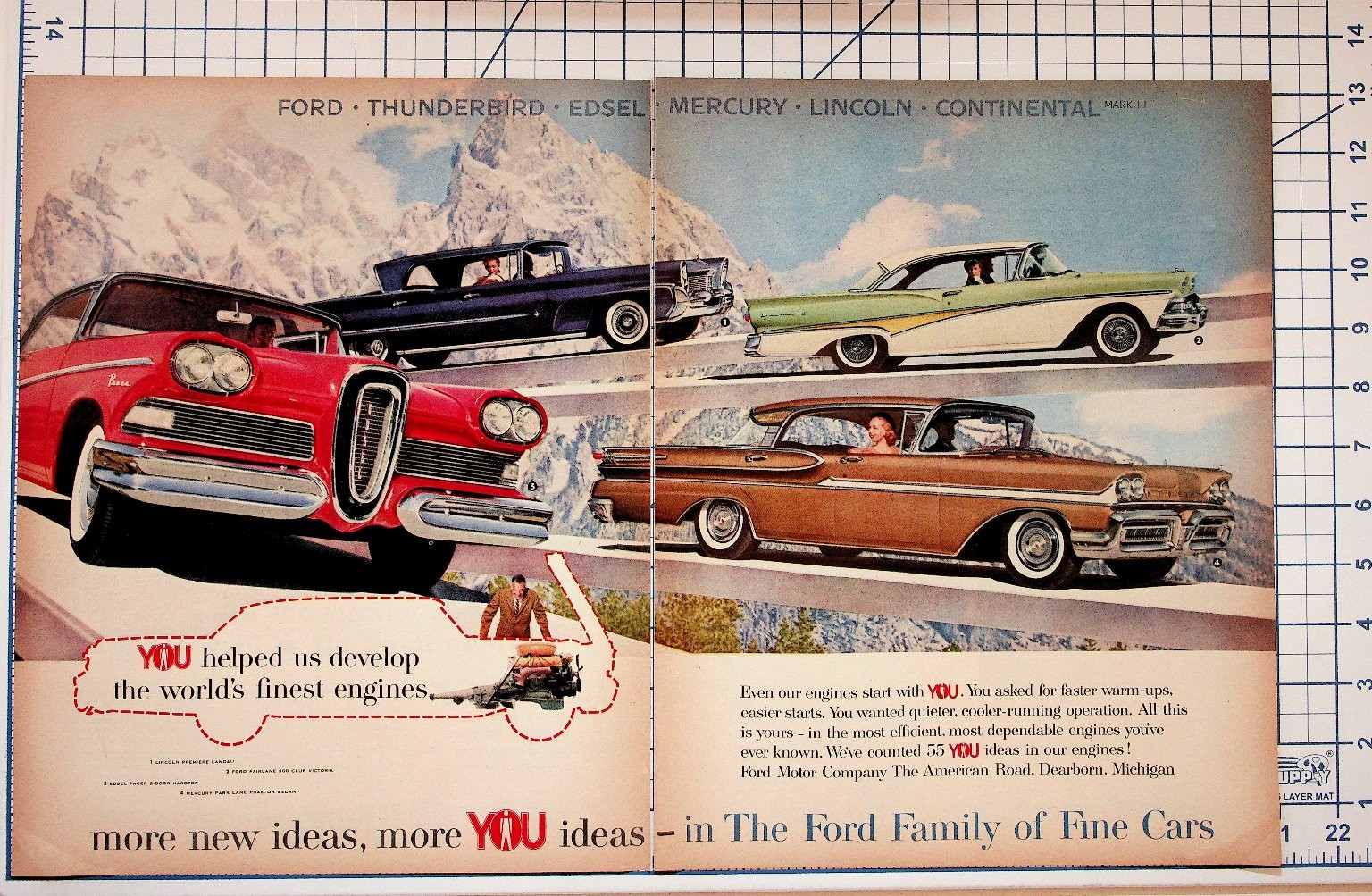 1958 Ford Family Cars Vintage Ad Edsel Thunderbird Lincoln Mercury