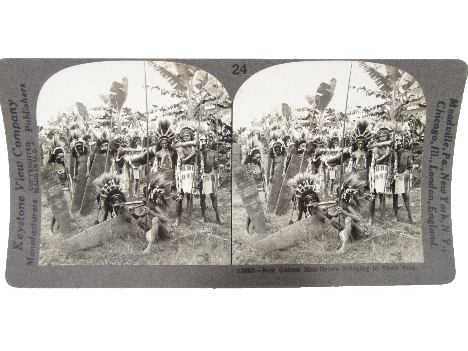 Rare Keystone View Company Stereo View Card New Guinea Man Eaters Cannibals