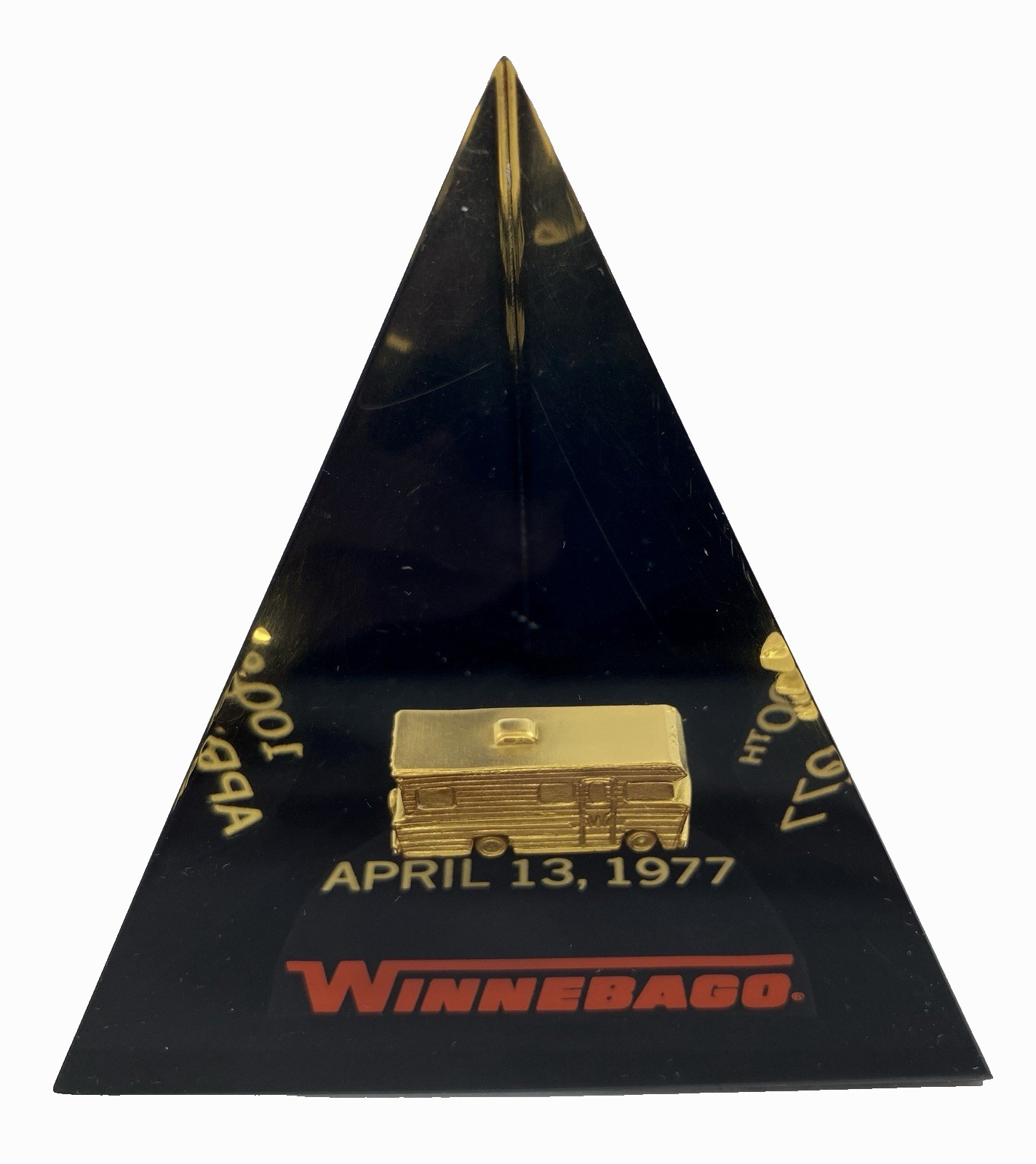 Rare Vintage Winnebago RV Collector Acrylic Paperweight Camper 100,000th Sold