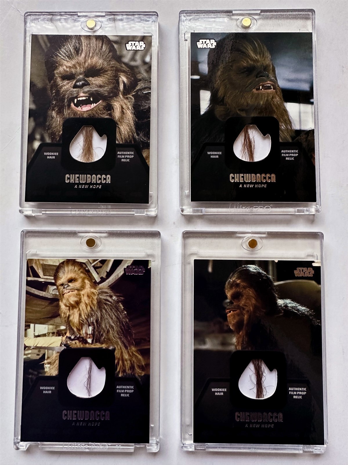 2013 Jedi Legacy Star Wars Chewbacca Fur Film Prop Relic Set CR-1 CR-2 CR-3 CR-4 2013 Jedi Legacy Star Wars Chewbacca Fur Film Prop Relic Set CR-1 CR-2 CR-3 CR-4