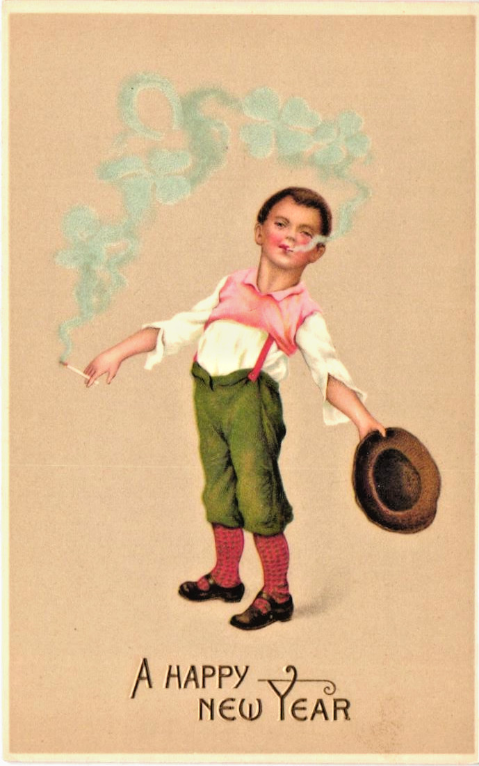 Vtg. Postcard Expressive Children Holiday print Ellen Clapsaddle 4242 smoking