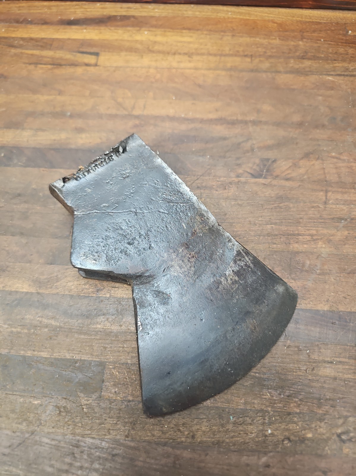 E60- Antique Hand Forged HH STRICKER Berks County Pa Axe  Head 3 lb 11 oz AS IS