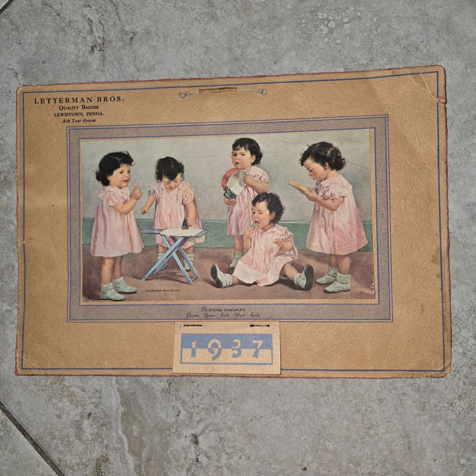 Vintage With All Months Intact Calendar - Dionne Quintuplets Year 1937