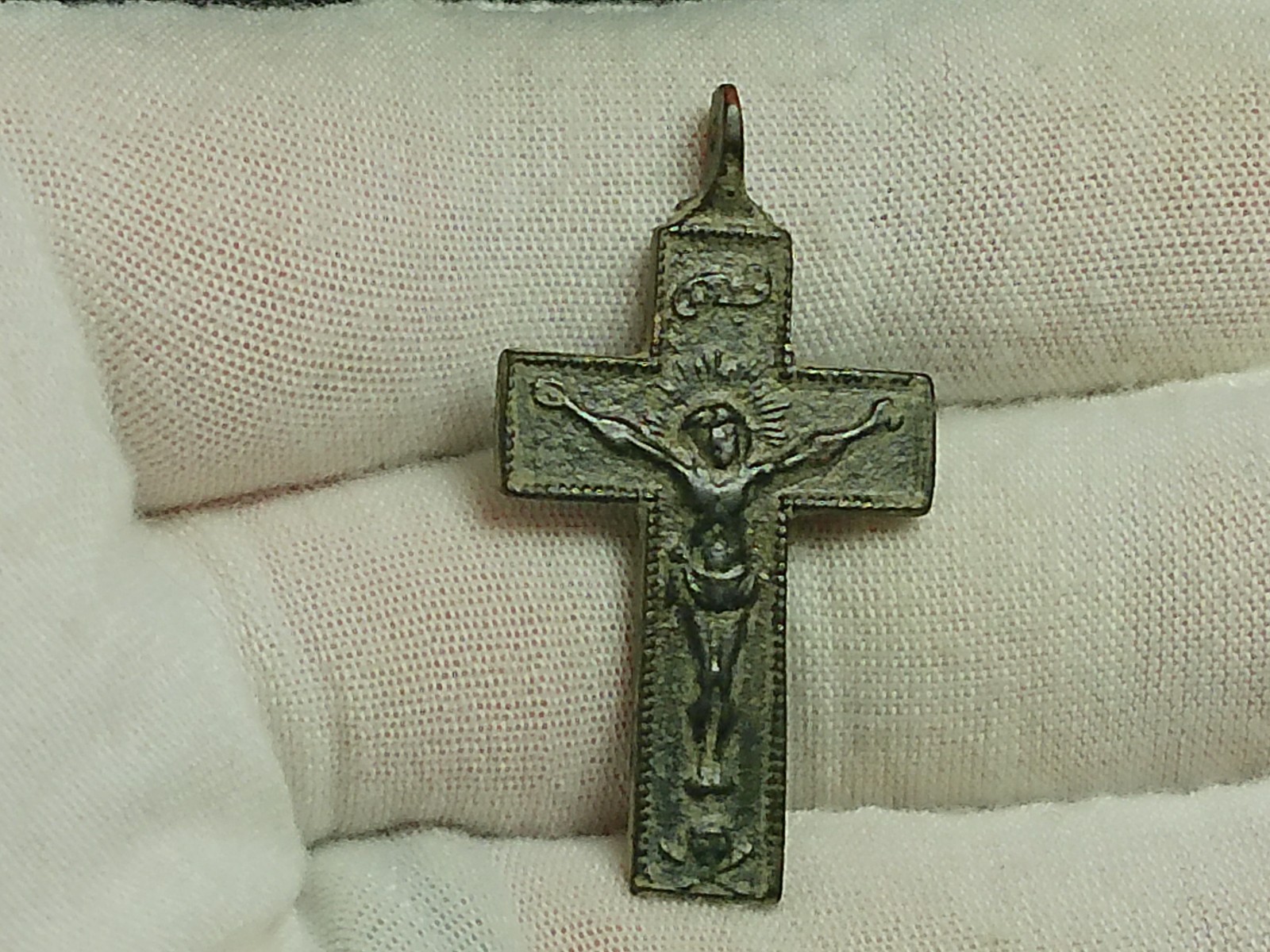 Authentic 17th - 18th Century Arma Christi Bronze Mission Crucifix - Excavated
