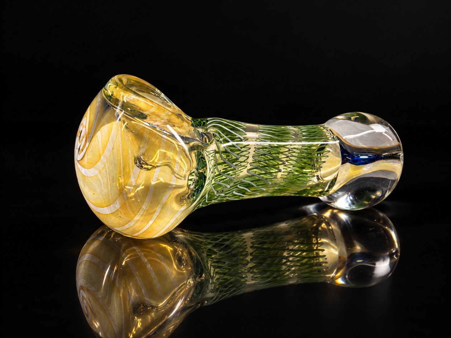 Mini Fumed Green Glass Tobacco Hand Pipe Thick Glass Lattice Design