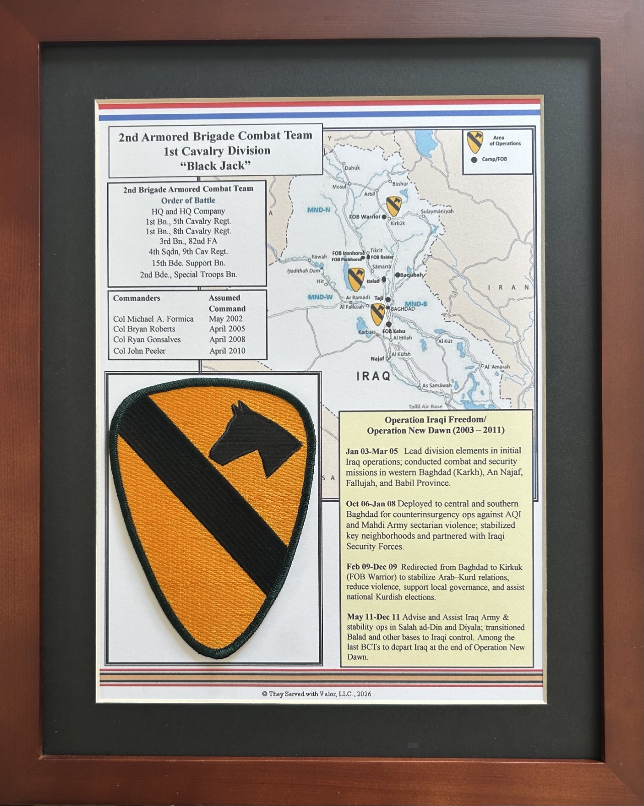 2nd Brigade 1st Cavalry Division OIF Plaque –Black JackBCT Custom Army Military