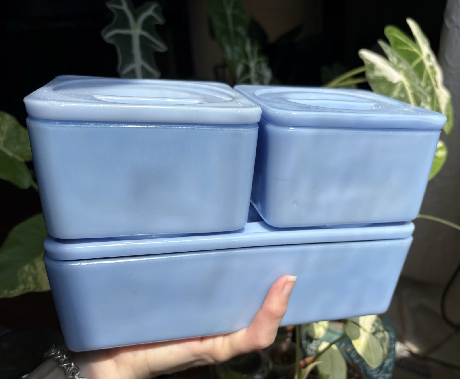 Vintage 1920s Jeannette Delphite Refrigeration Storage Set “Fridgies”