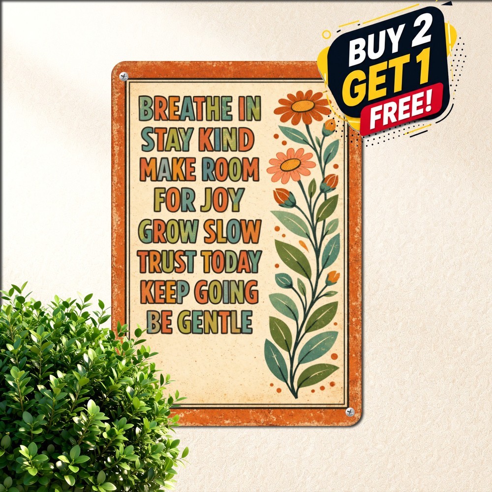 Imagine All The People Living Life In Peace Floral Decor Plaque Metal Tin Sign