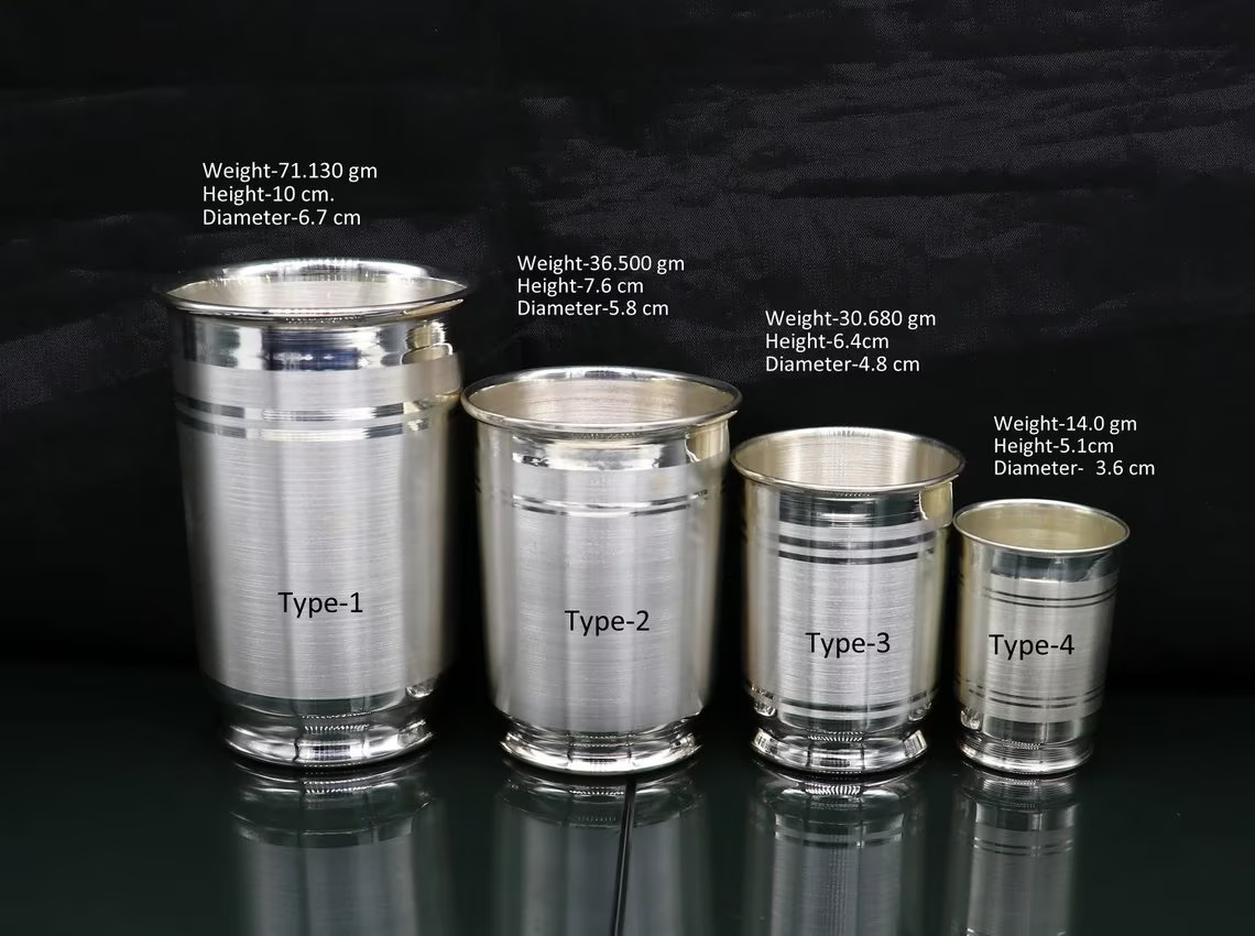 999 Pure silver water or milk glass, best silver tumbler for better health sv143