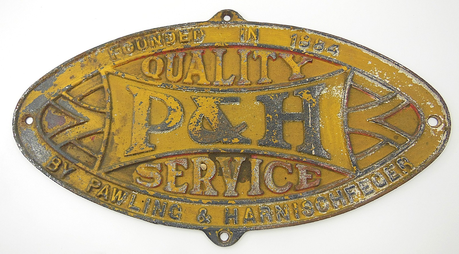 Antique P&H Service Pawling & Harnischfeger Cast Metal Advertising Sign, Plaque Antique P&H Service Pawling & Harnischfeger Cast Metal Advertising Sign, Plaque