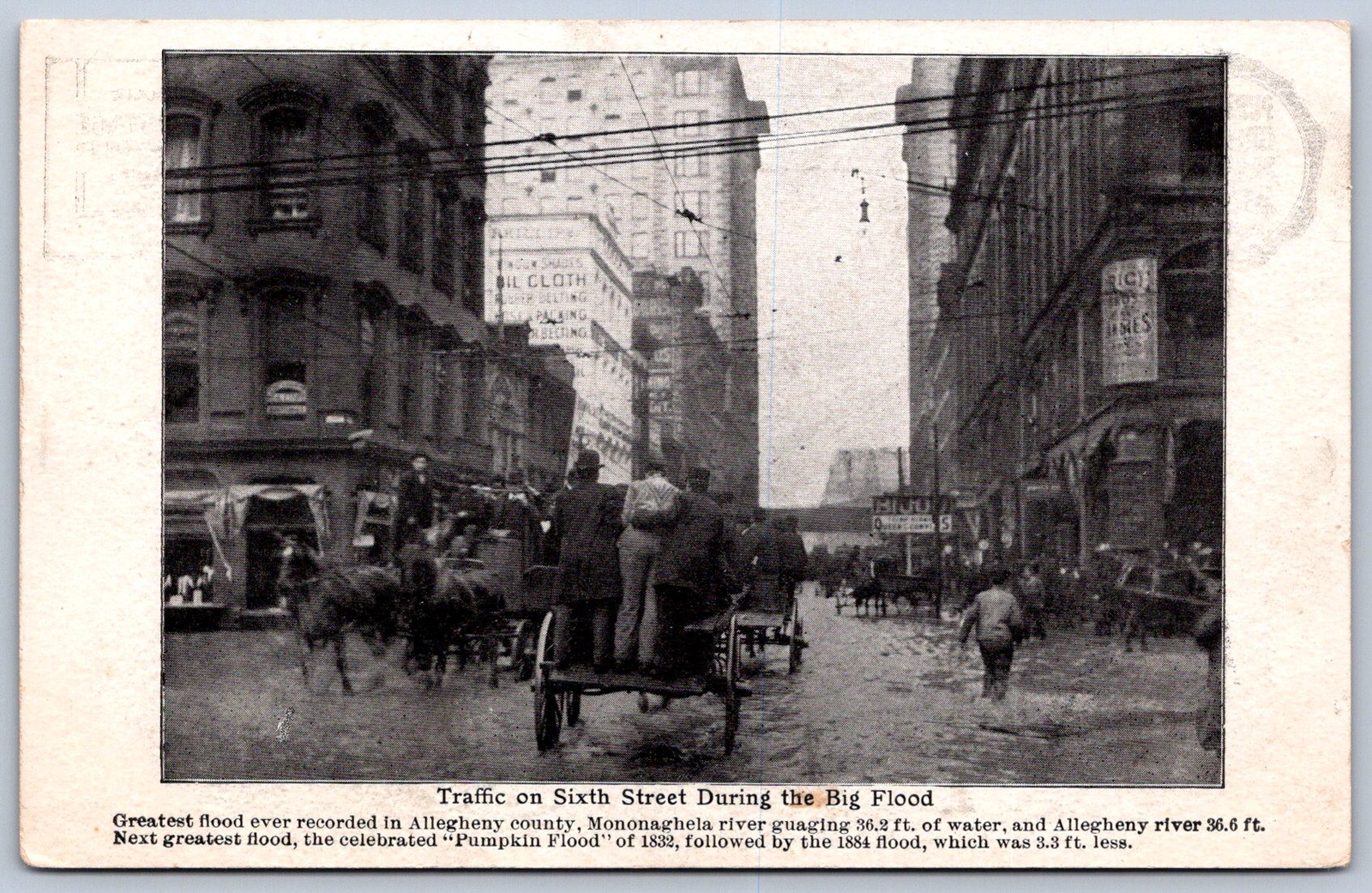 K20/ Pittsburgh Pennsylvania Postcard c1910 Flood Disaster Traffic 250