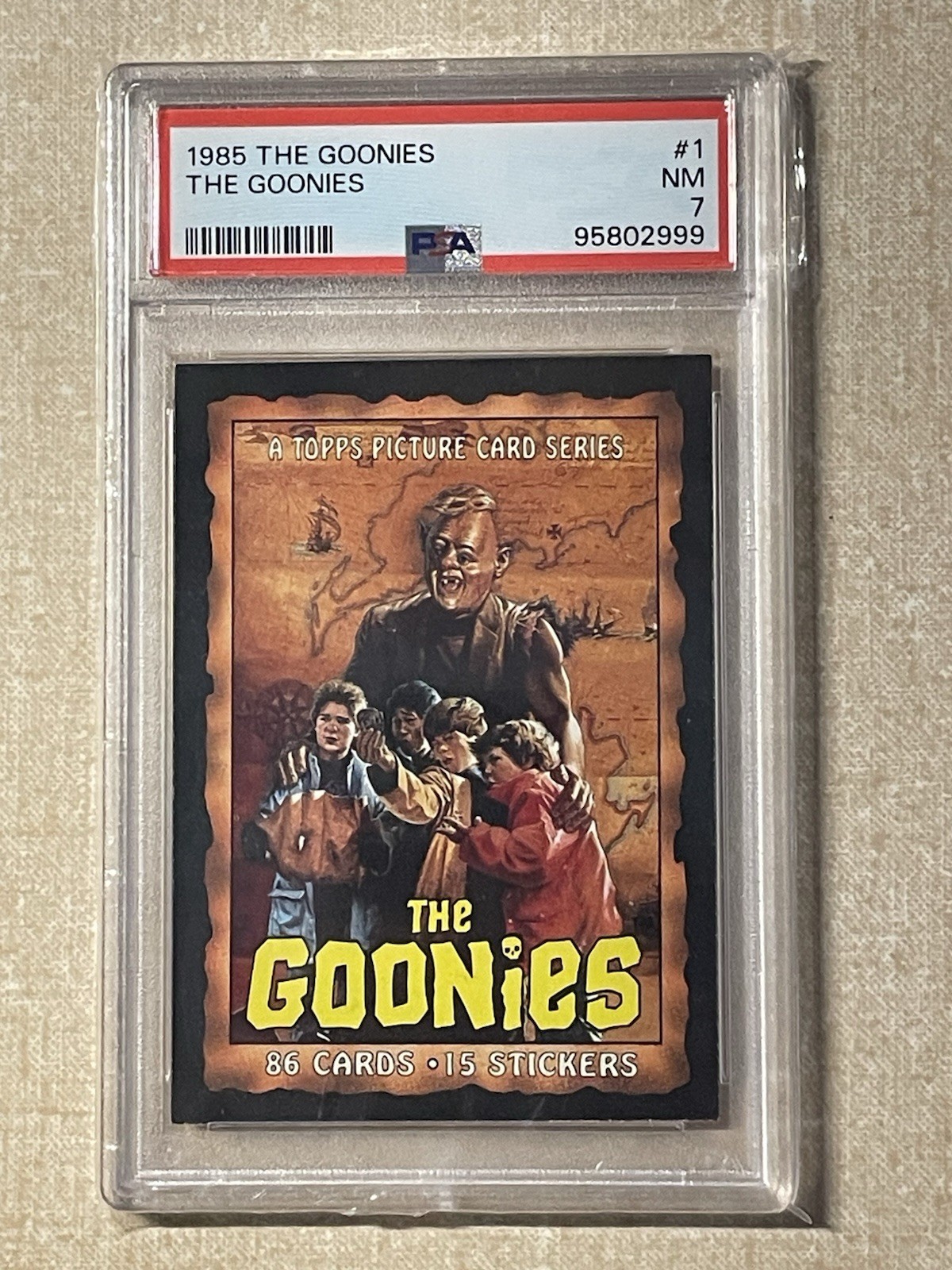 1985 Topps Goonies #1 Title Card PSA 7 Low Pop Iconic card 1985 Topps Goonies #1 Title Card PSA 7 Low Pop Iconic card