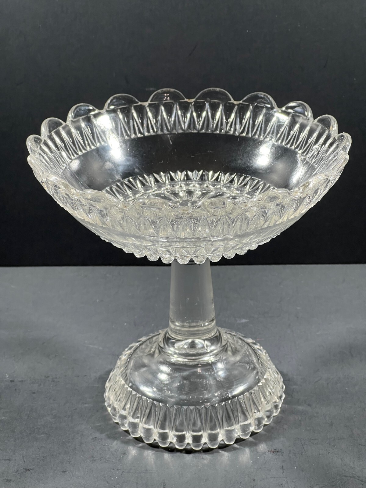 Vintage Crystal Glass Pedestal Compote