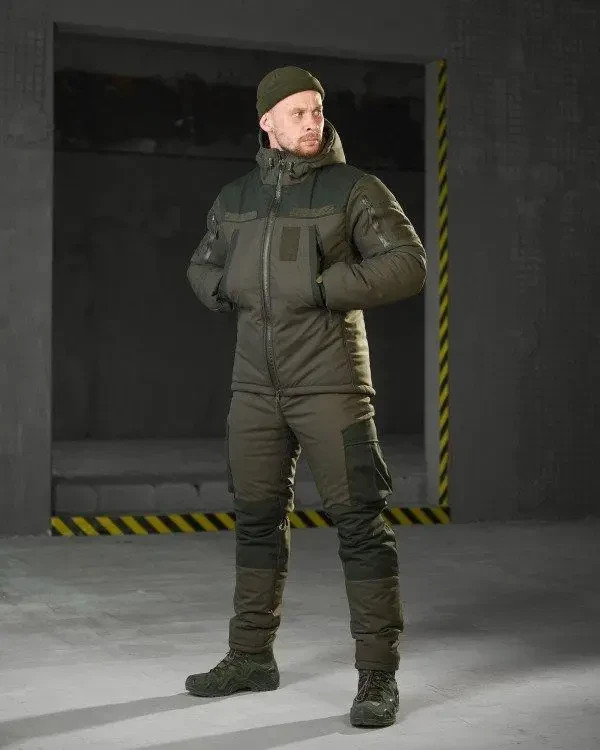 Tactical winter suit olive green lux OMNI-HEAT military, Warm army uniform 💛💙