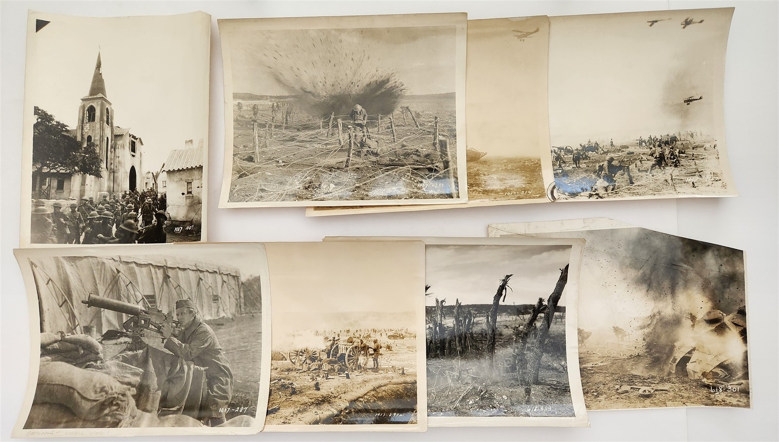 1917 antique WWI COMBAT PHOTOS artillery tanks aircraft battlefield LOT 8x10
