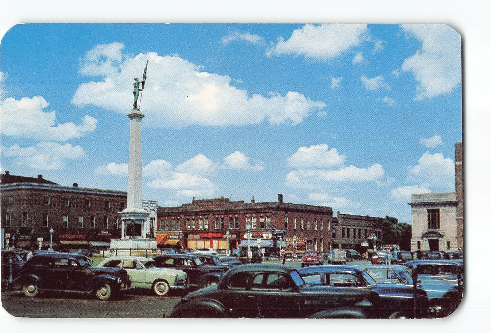 Angola Indiana IN Vintage Postcard Northeast Business Section of Public Square