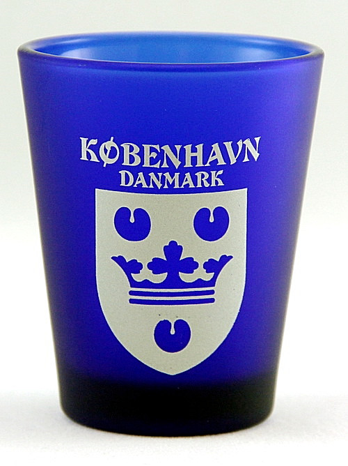 COPENHAGEN DENMARK COBALT BLUE FROSTED SHOT GLASS SHOTGLASS