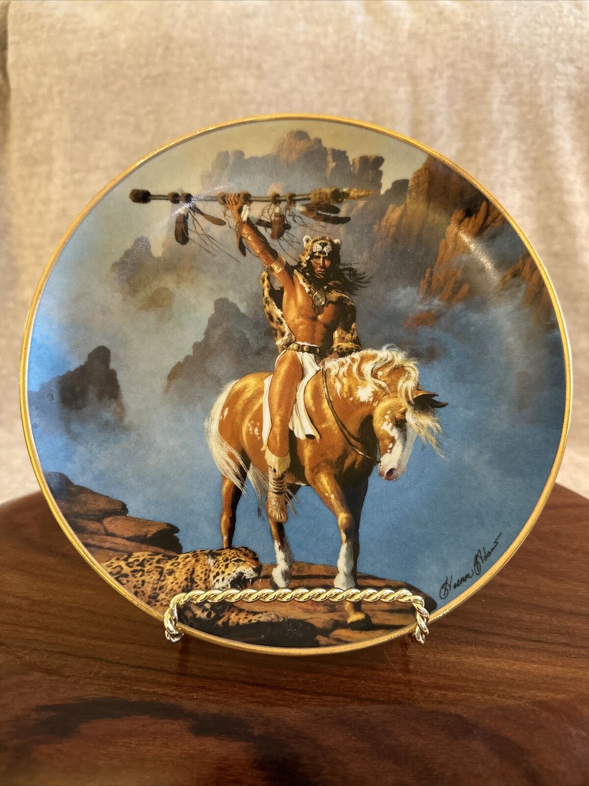 Hermon Adams SPIRIT OF THE SOUTH WIND Indian FRANKLIN MINT Plate #HT3875 Limited