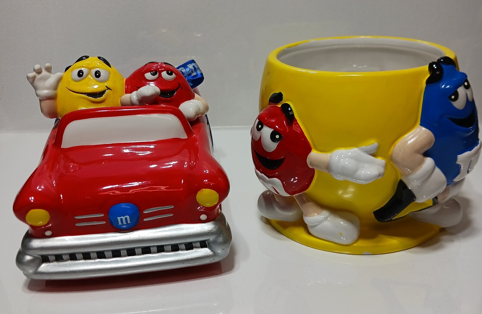 Vintage M&M\'s Galerie Ceramic Hot Rod Convertible & M&M\'s FTD Ceramic Planter